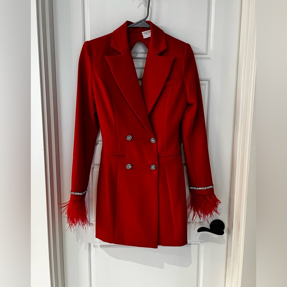 Pageant Red blazer interview cocktail dress